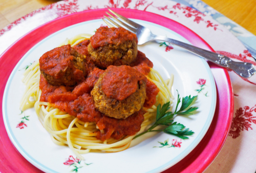 Spaghetti and Vegan Meatballs